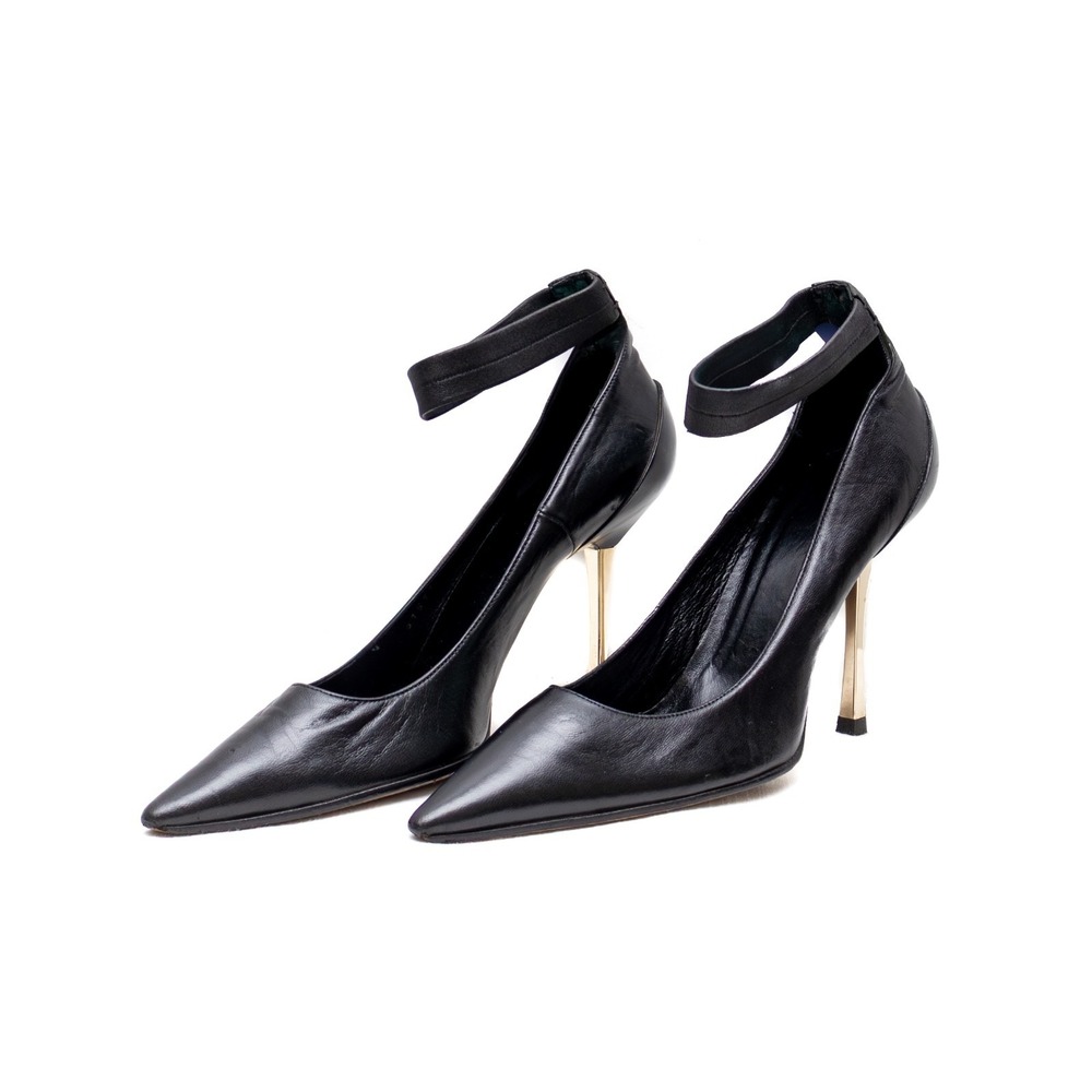 F/W 1997 Tom Ford for Gucci Black Leather Ankle-Strap Stiletto Shoes US: 7 B - Picture 4 of 12